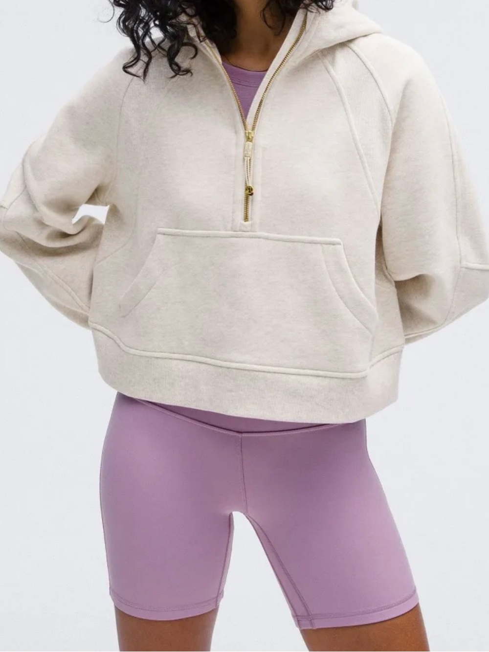 Lululemon Scuba Oversized Half-Zip Hoodie Heathered Bone Gold XS/S